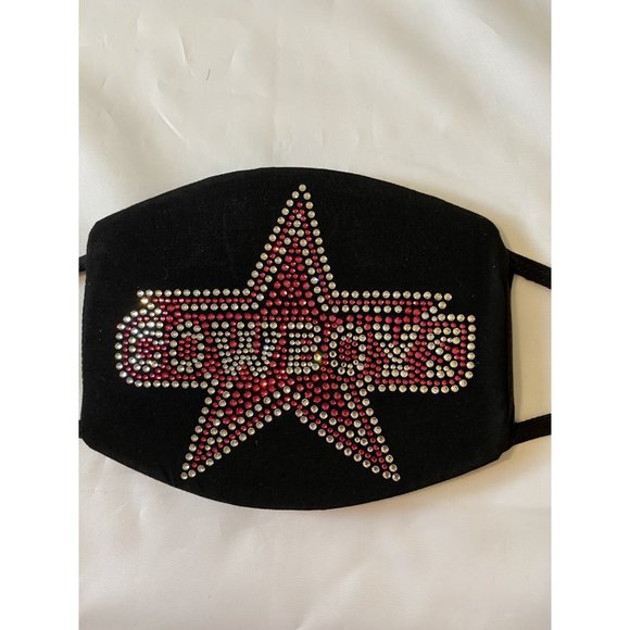 Dallas COWBOYS Pink Bling Rhinestone Face Mask - Picture 3 of 11